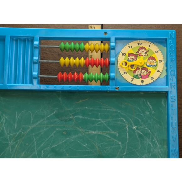 Vtg Double Sided Learning Activity Chalk Board Magnetic Alphabet Clock Abacus - Picture 7 of 8